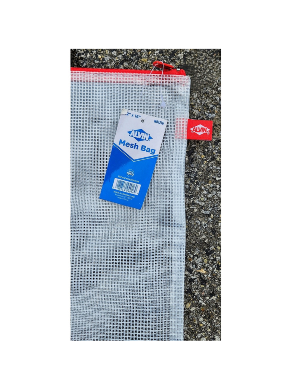 Alvin NB1216 PVC Mesh Pouch Bag Organizer with Zipper Clear & Red 12" x 16" NWT - Picture 2 of 5